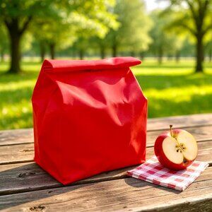 Reusable Red Lunch Bag Sack Picnic Bakery or Candy or Gift New